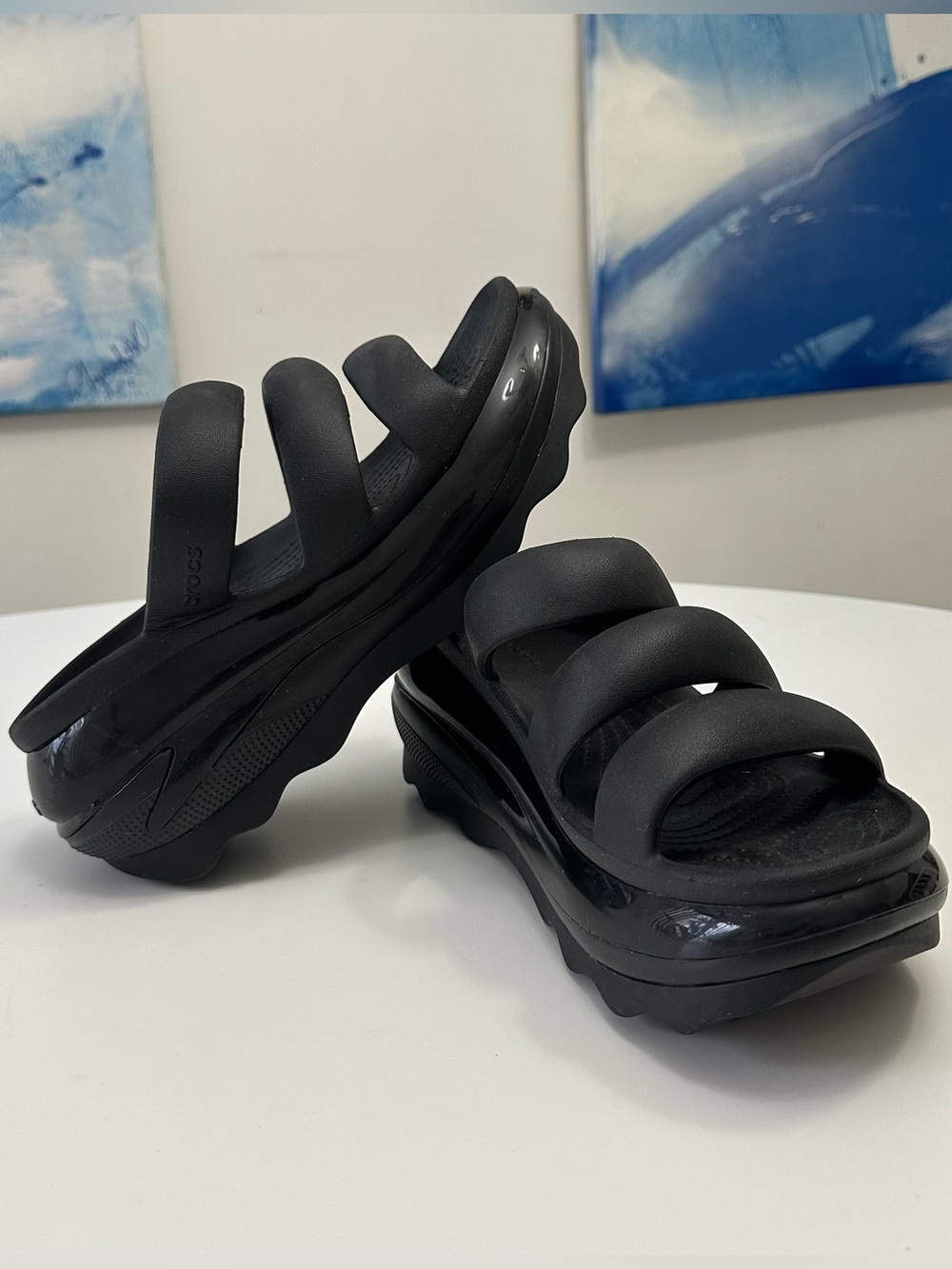 Crocs Mega Crush Triple Strap Black Womens Size 10 Platform Slide